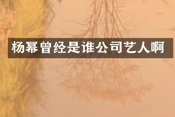 杨幂曾经是谁公司艺人啊