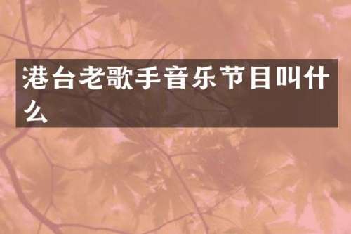 港台老歌手音乐节目叫什么