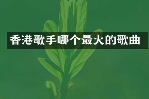 香港歌手哪个最火的歌曲