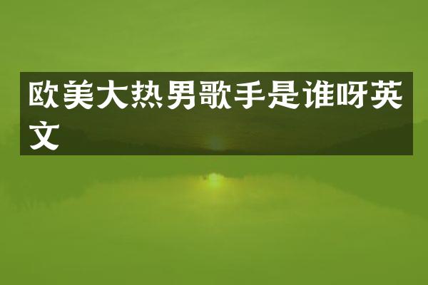 欧美大热男歌手是谁呀英文
