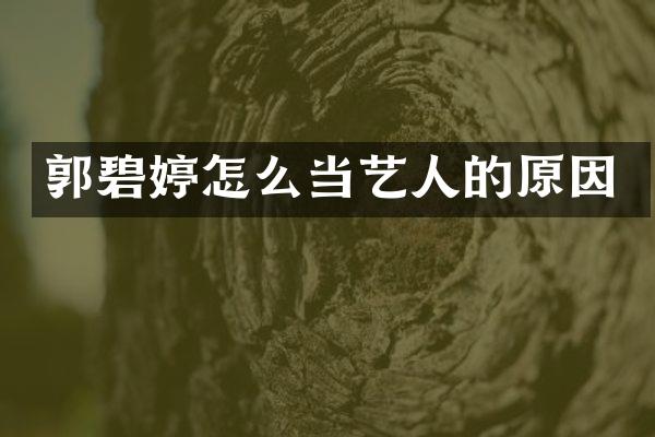 郭碧婷怎么当艺人的原因
