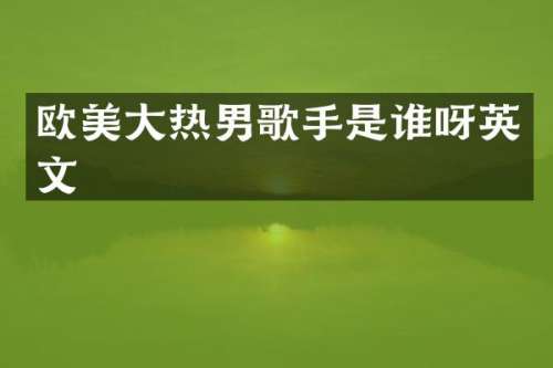 欧美大热男歌手是谁呀英文