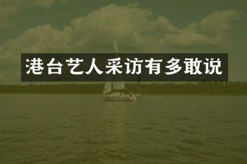 港台艺人采访有多敢说