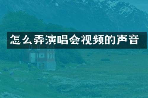 怎么弄演唱会视频的声音