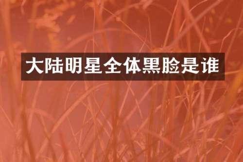 大陆明星全体黑脸是谁