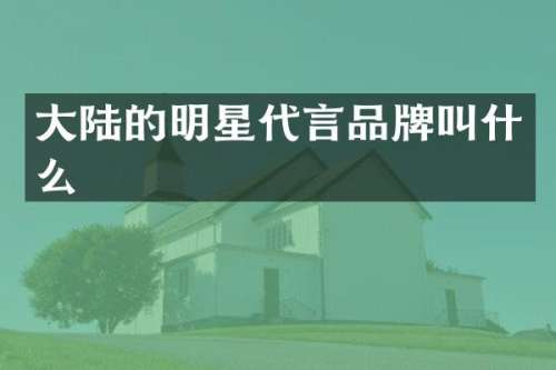 大陆的明星代言品牌叫什么