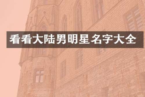 看看大陆男明星名字大全