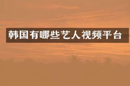 韩国有哪些艺人视频平台