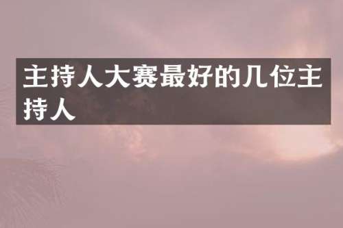 主持人大赛最好的几位主持人