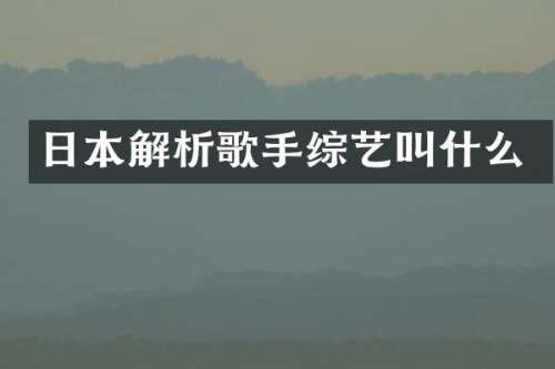 日本解析歌手综艺叫什么