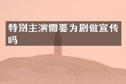 特别主演需要为剧做宣传吗