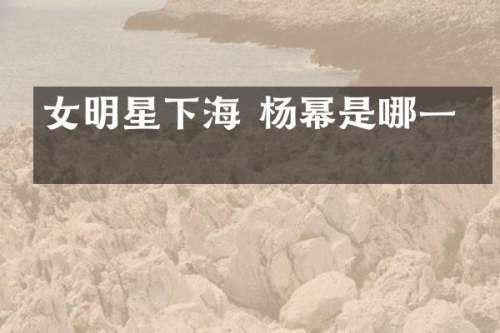 女明星下海 杨幂是哪一期