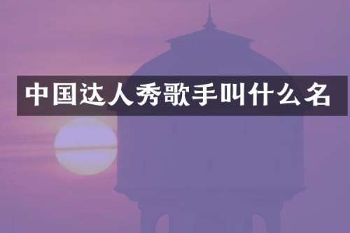中国达人秀歌手叫什么名