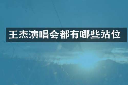 王杰演唱会都有哪些站位