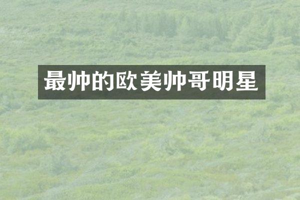最帅的欧美帅哥明星