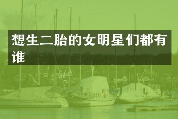 想生二胎的女明星们都有谁