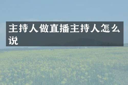主持人做直播主持人怎么说