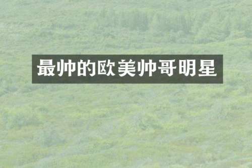 最帅的欧美帅哥明星