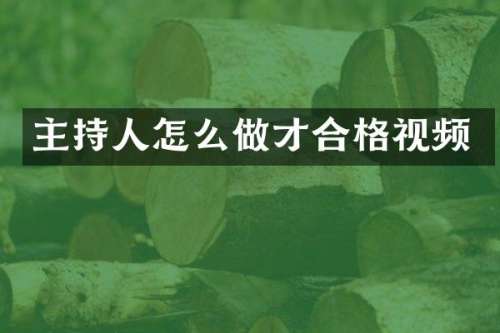 主持人怎么做才合格视频