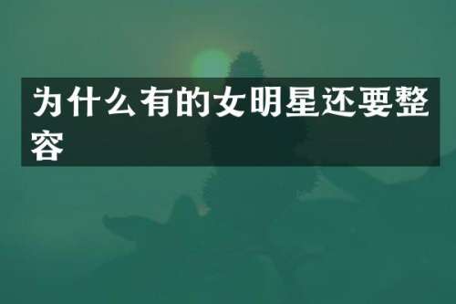 为什么有的女明星还要整容
