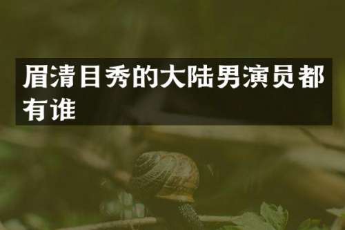 眉清目秀的大陆男演员都有谁