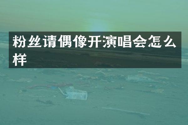 粉丝请偶像开演唱会怎么样