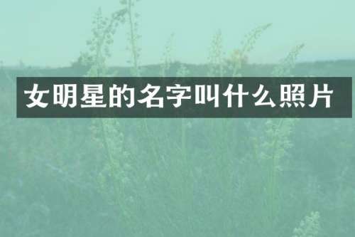 女明星的名字叫什么照片