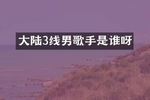 大陆3线男歌手是谁呀