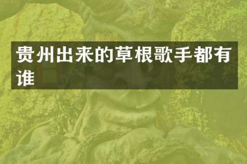 贵州出来的草根歌手都有谁