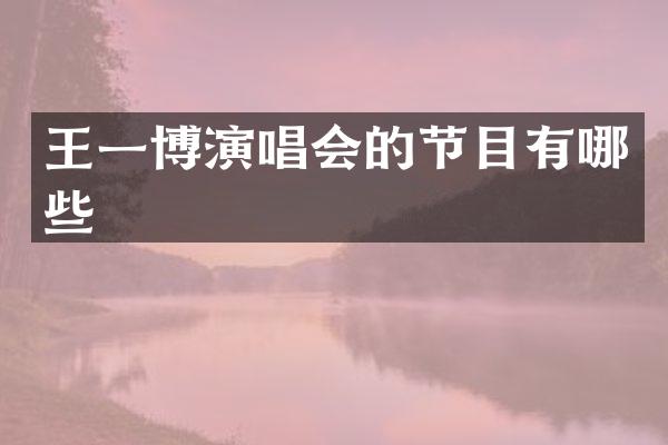 王一博演唱会的节目有哪些