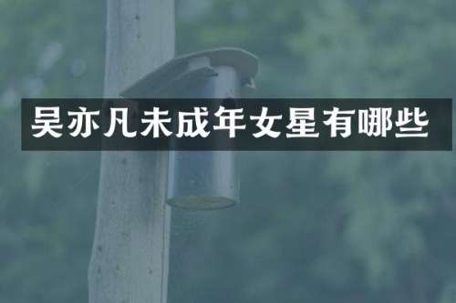 吴亦凡未成年女星有哪些