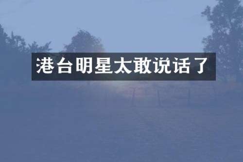 港台明星太敢说话了