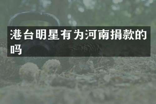 港台明星有为河南捐款的吗