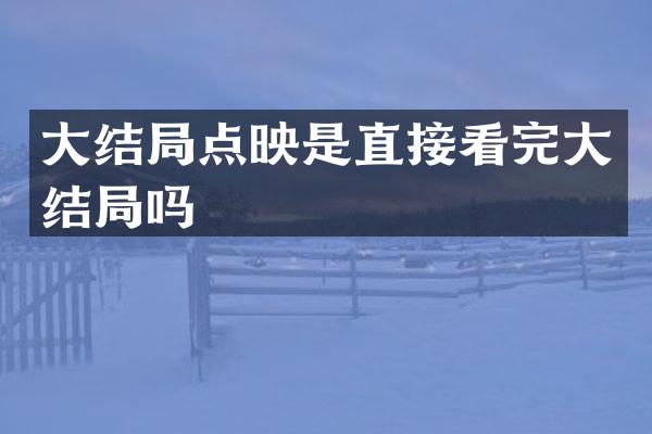 大结局点映是直接看完大结局吗