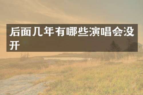 后面几年有哪些演唱会没开