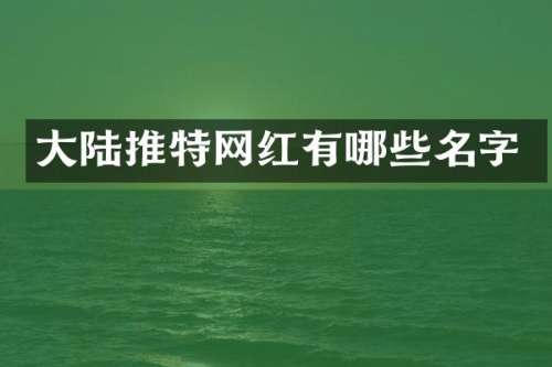 大陆推特网红有哪些名字