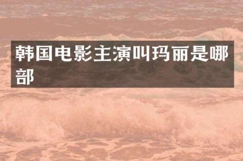 韩国电影主演叫玛丽是哪部