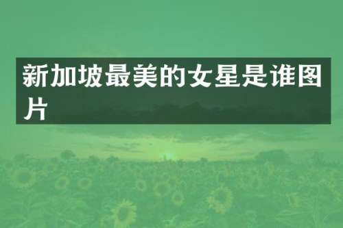 新加坡最美的女星是谁图片