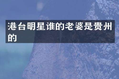 港台明星谁的老婆是贵州的