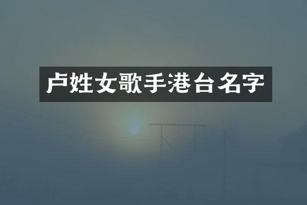 卢姓女歌手港台名字