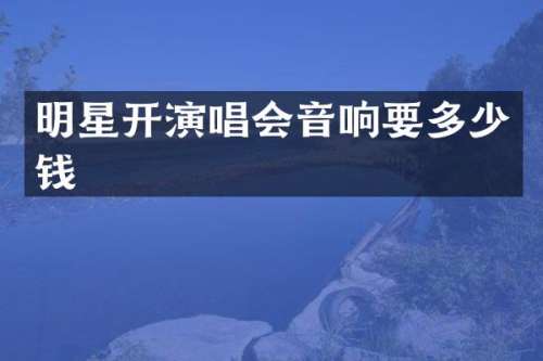 明星开演唱会音响要多少钱