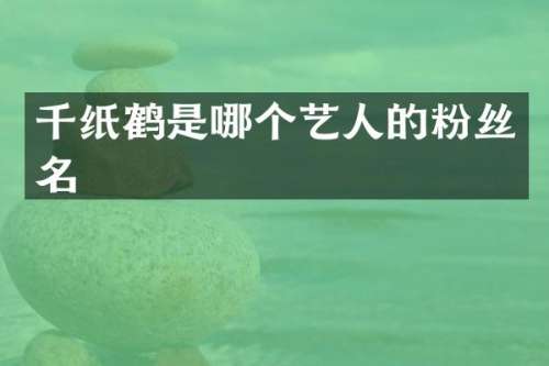 千纸鹤是哪个艺人的粉丝名
