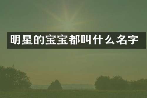 明星的宝宝都叫什么名字