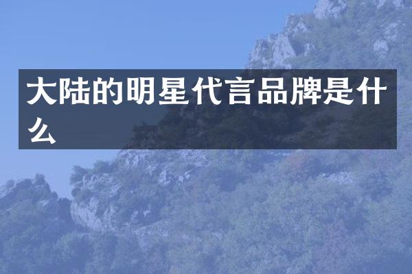 大陆的明星代言品牌是什么