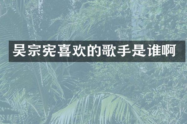 吴宗宪喜欢的歌手是谁啊