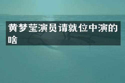 黄梦莹演员请就位中演的啥