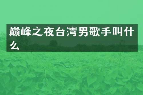 巅峰之夜台湾男歌手叫什么
