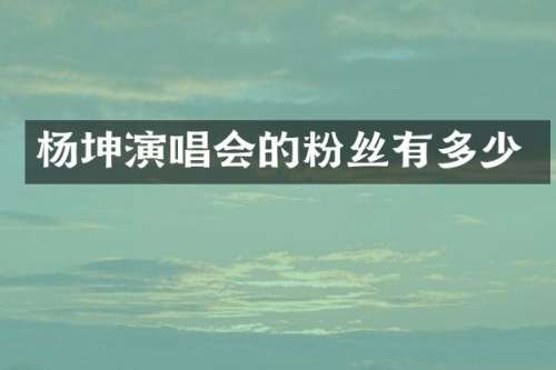 杨坤演唱会的粉丝有多少