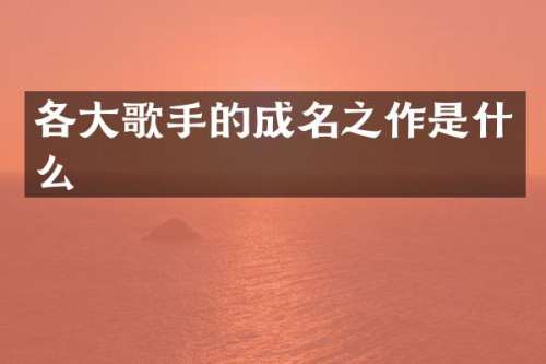 各大歌手的成名之作是什么