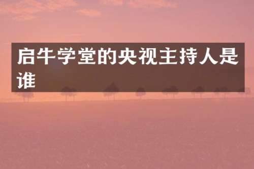 启牛学堂的央视主持人是谁